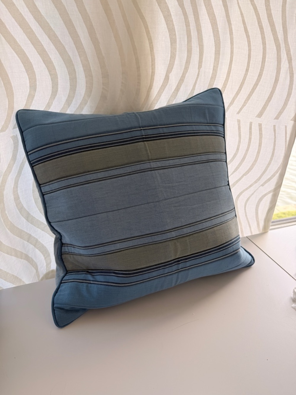 Nepalese Handwoven Blues Quilted Pillow Cover 20" x20"
